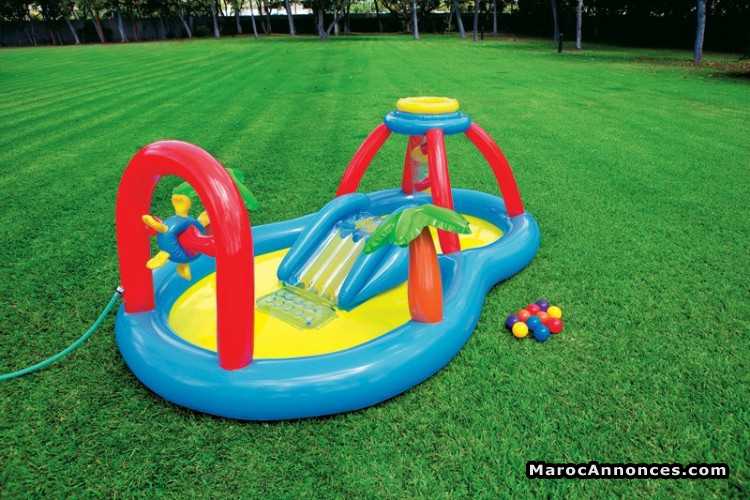 Piscine Gonflable Avec Toboggan Pour Enfant Jouets Jeux 15h31